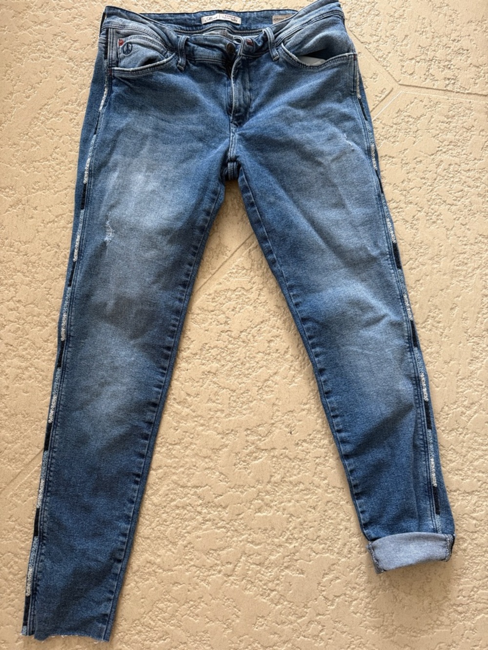 Mavi Adriana Mid-Rise Super Skinny Jeans in Faded Blue 30/32